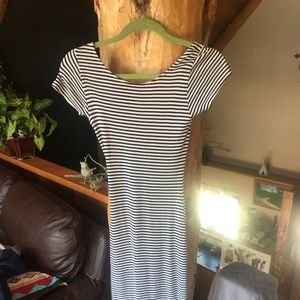 Fitted, Midi, Striped, T Shirt Dress